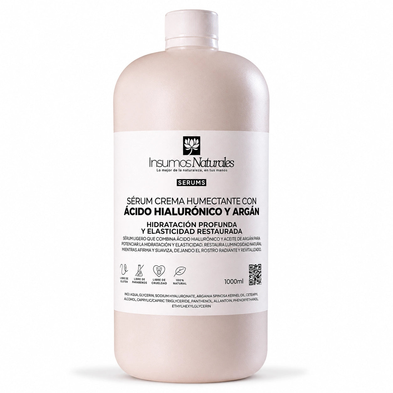 Serum Crema humectante con Ácido Hialurónico y Argán