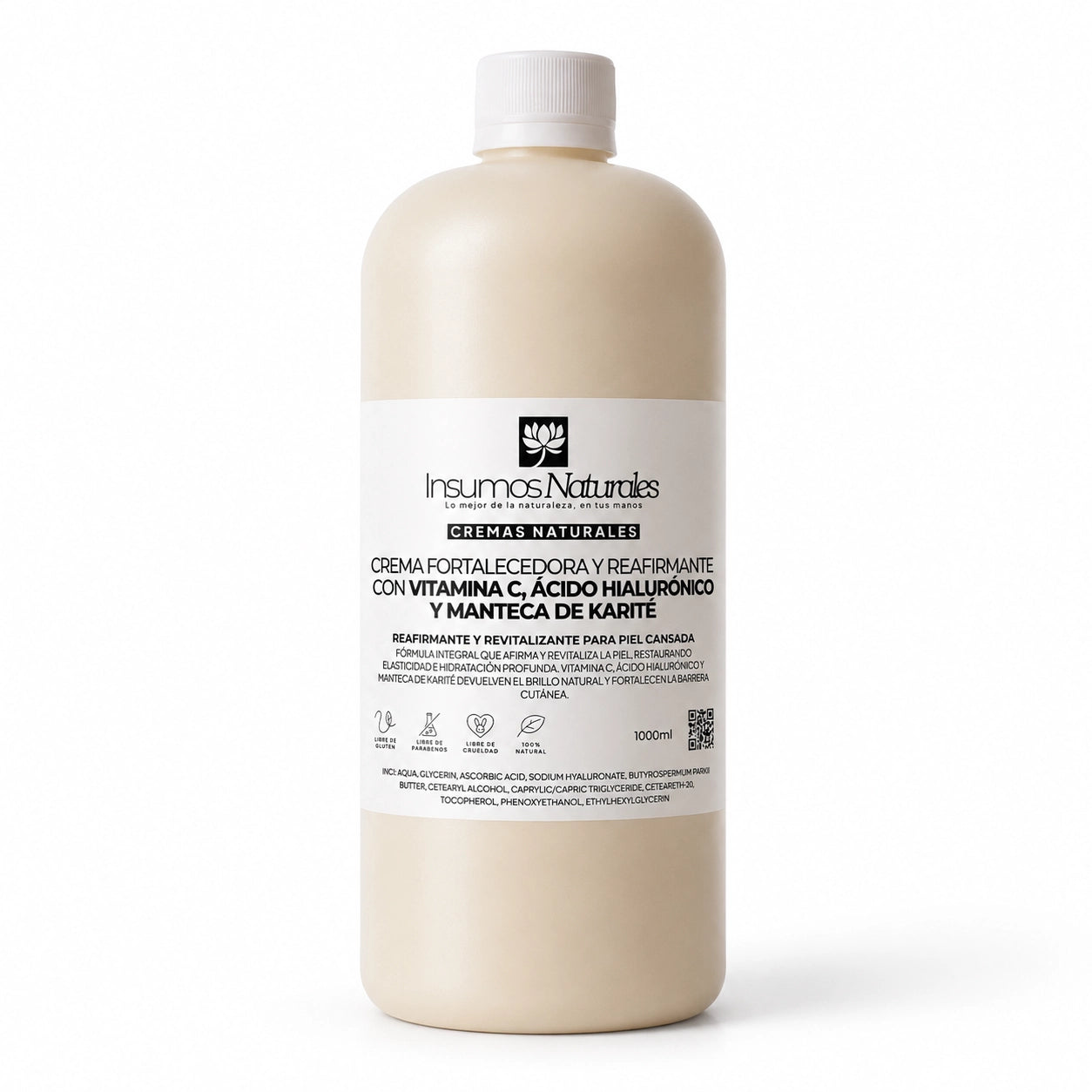 Crema fortalecedora y reafirmante con vitamina C, Ácido Hialurónico y Manteca de Karité