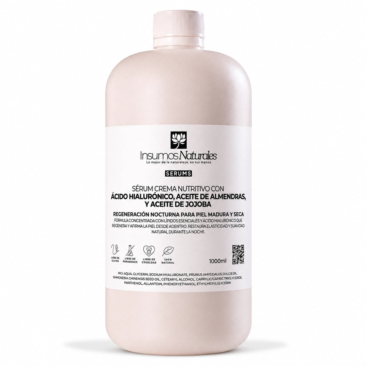 Serum Crema Nutritivo con Ácido Hialurónico, Aceite de Almendras y Aceite de jojoba - 125ml