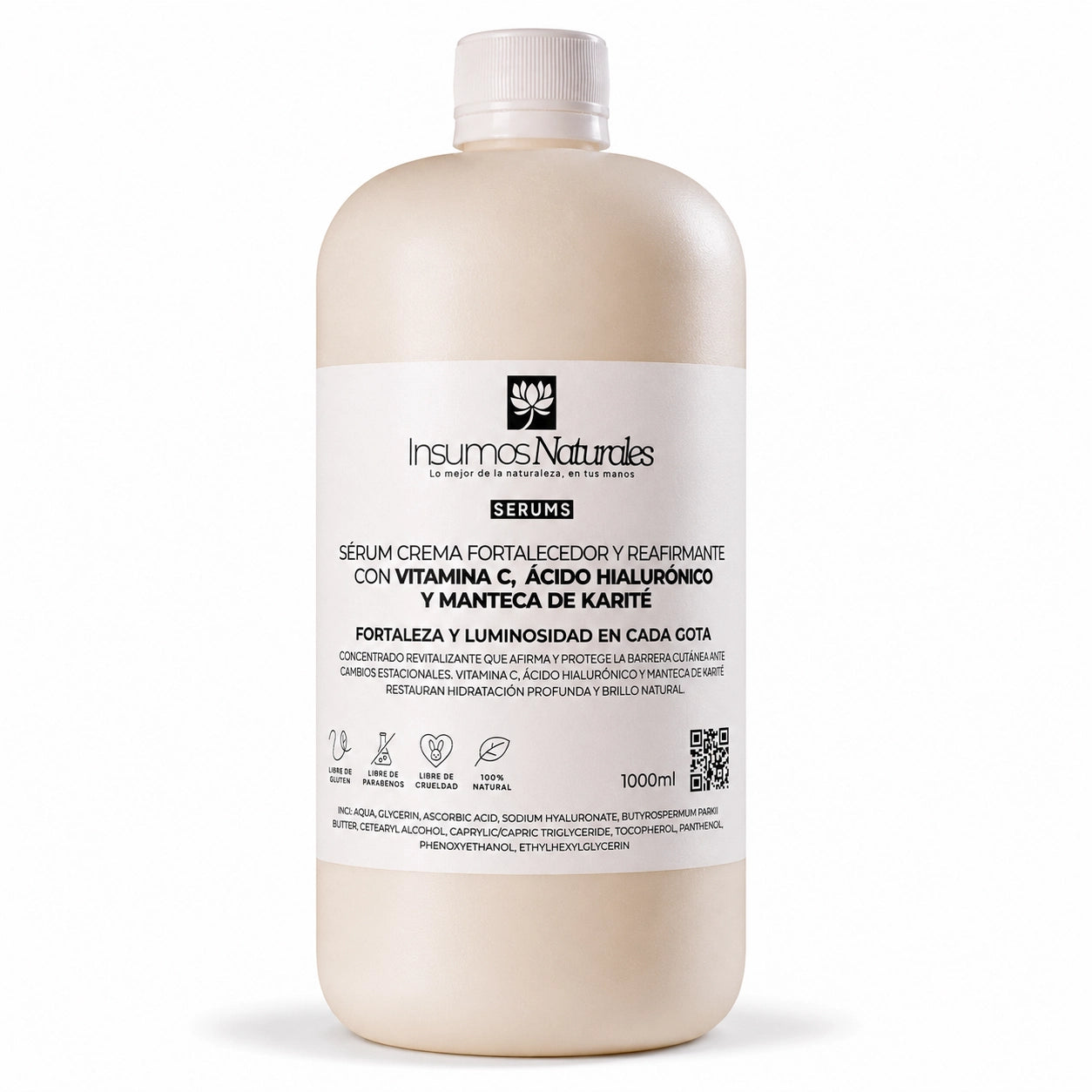 Serum Crema fortalecedor y reafirmante con vitamina C, Ácido Hialurónico y Manteca de Karité